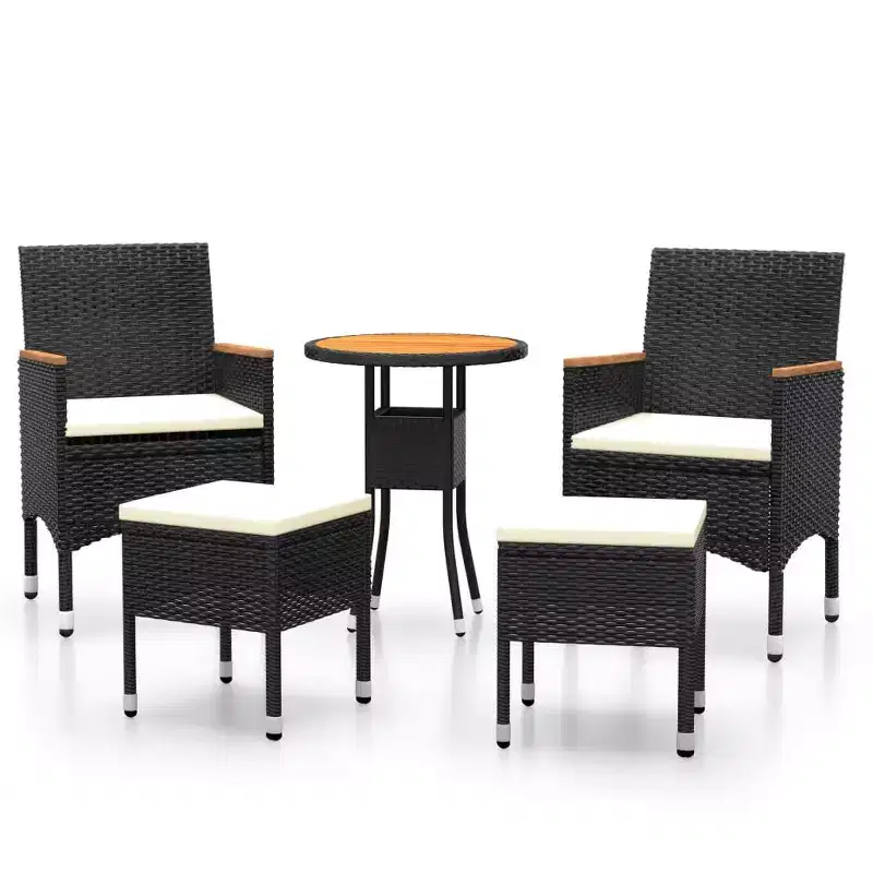 vidaXL Garden Lounge Set Black, Cream White