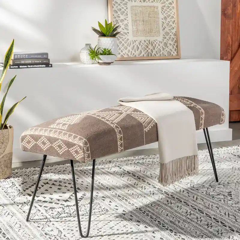 Modern Bohemian Upholstered Bench