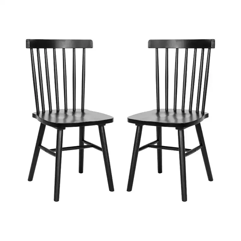 Windsor Spindle Back Dining Chairs Set of 2 – Black / White, Seats 2