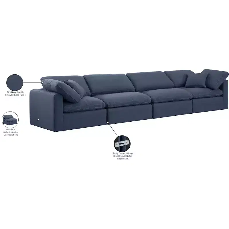Meridian Furniture Indulge Linen Textured Fabric Modular Sofa