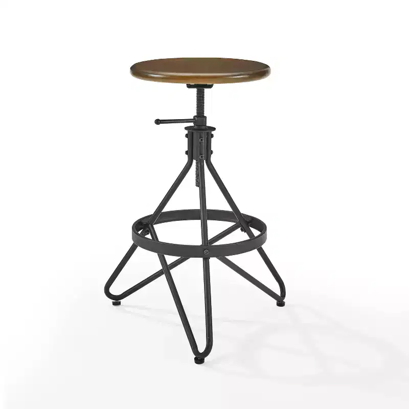 Kalen Adjustable Height Swivel Barstool Brown/Matte Black - Crosley: Steel Frame, Industrial Farmhouse Style, Footrest