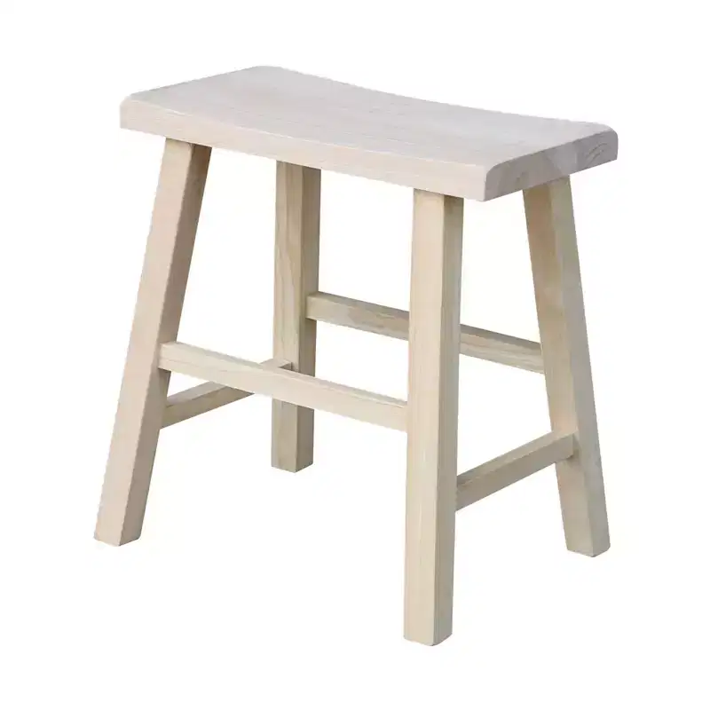 Natural Unfinished Saddle Seat Stool, Backless Armless, Seats 1