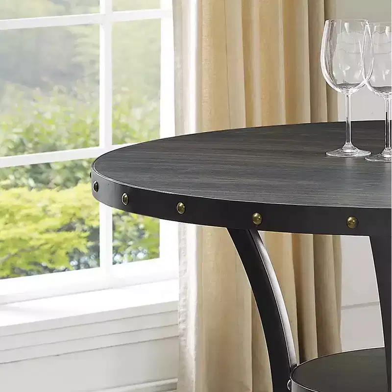Espresso Wood Counter Height Round Nailhead Dining Table – 48