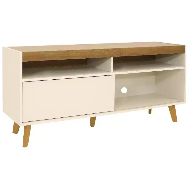 Sunnydaze Indoor Mid-Century Modern TV Stand Console with Storage Cabinet and Shelves for 58 TV