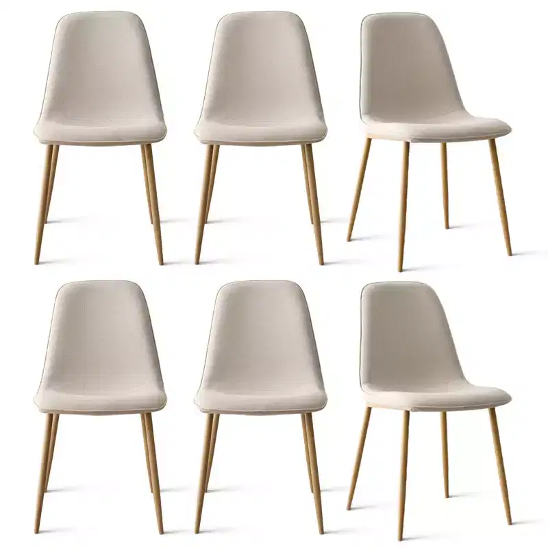 Modern Upholstered Dining Chairs Set of 6, Fabric Kitchen Chairs with Wood-Grain Metal Legs for Dining Room or Breakfast Nook - Panipeachy