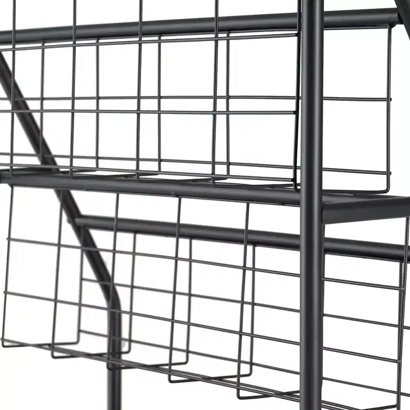 2-Tier Metal Frame Freestanding Bookshelf & Magazine Rack for Small Spaces