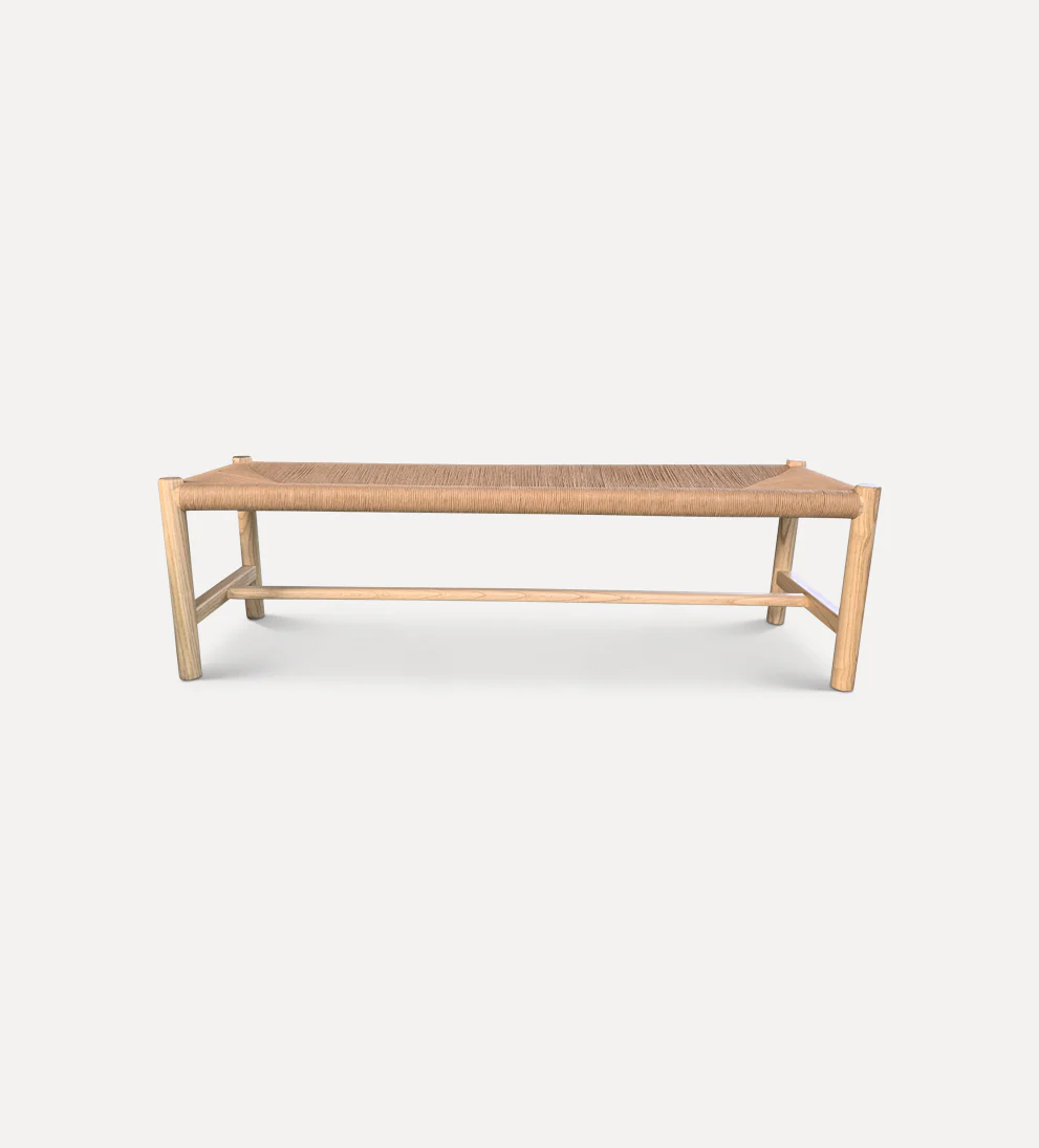 Bench ¨C Artisanal Woven Natural Fiber Bench, Versatile Seating for Dining Table or Accent Piece in Living Room, Entryway, Handcrafted Style, Dimensions Not Specified