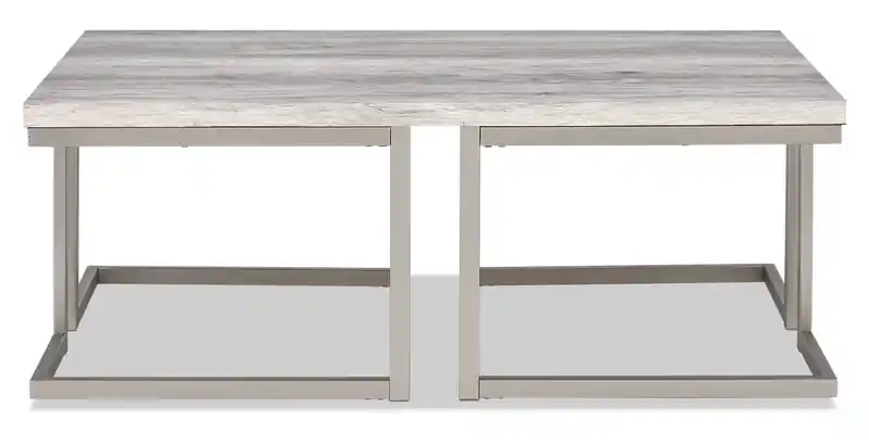 47 Modern Coffee Table - Grey and Pewter with Metal Base