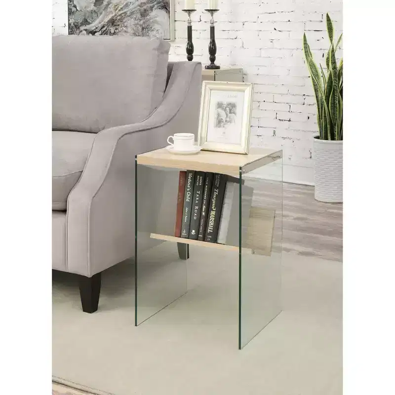 HomeStock Rectangle Glass Table Top End Table 1 -piece