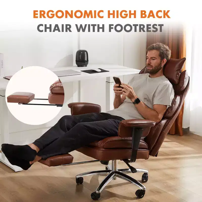 Executive PU Leather Chair: Ergonomic, Swivel, with Footrest