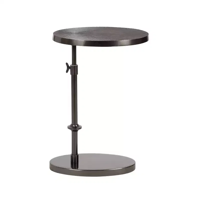 Kate and Laurel Engles Adjustable Oval Metal Table, Pewter, 15x10x28