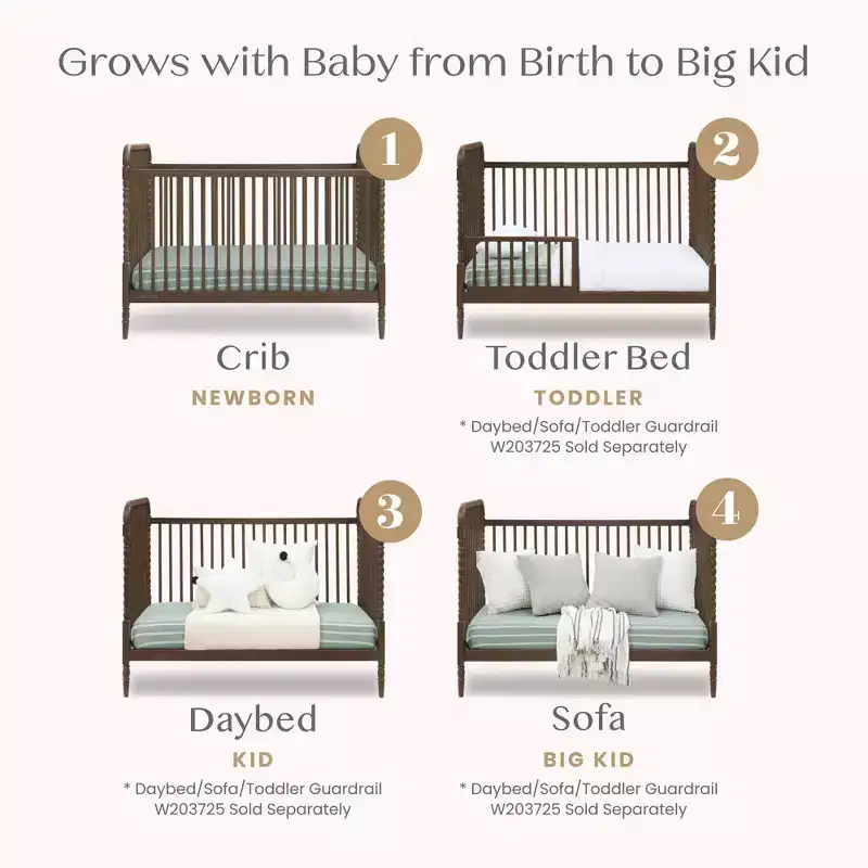 Wood 4-in-1 Convertible Baby Crib 55''W x 30.5''D x 41''H