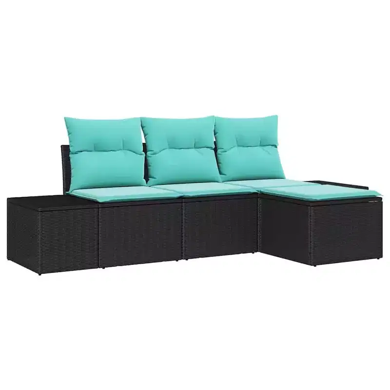 vidaXL Garden Sofa Set 4 pcs Brown Poly rattan - Brown