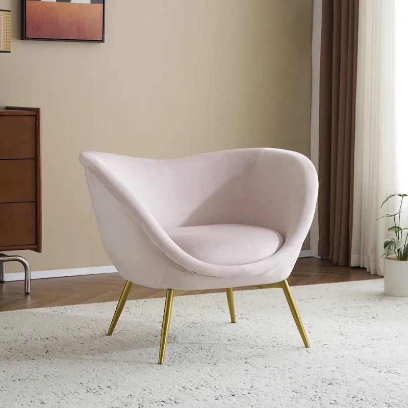 Christopher Knight Home - Eliana Modern Teddy Fabric Accent Chair with Curved Backrest and Gold Legs