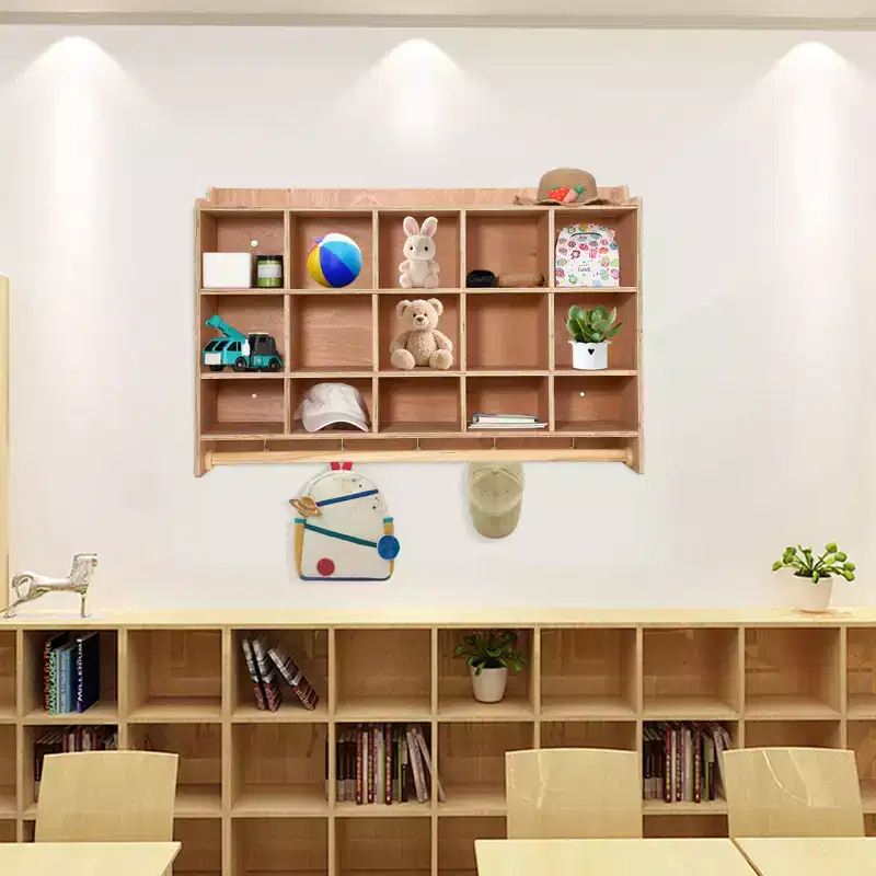 5-Section School Storage Locker, Wooden Storage Cabinet with Casters, Classroom Cubbies for Storage, Wood Locker for Home, Office, School,Gym