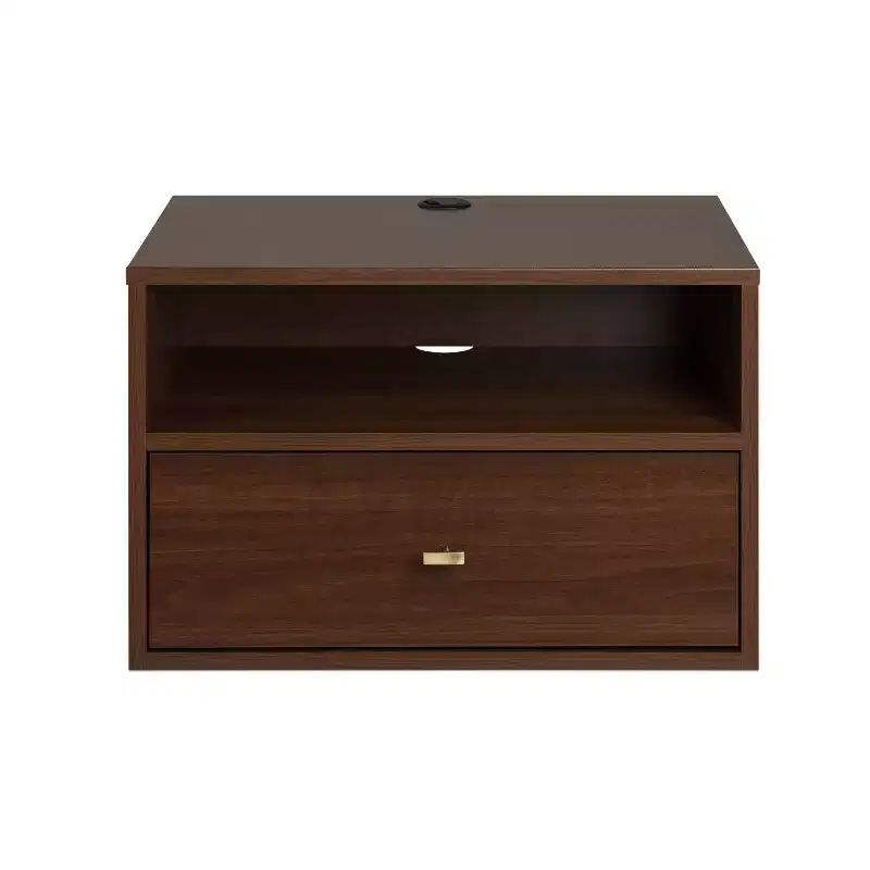 MDF Floating Nightstand with Drawer and Open Shelf 22.5