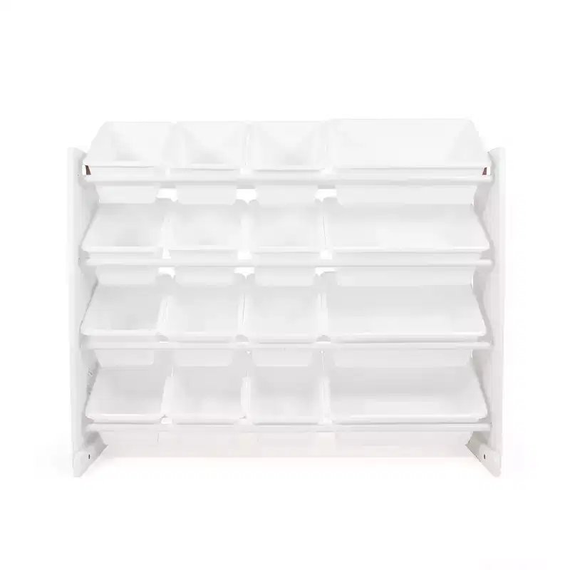 Kids' Super-Size Toy Organizer White - Humble Crew: MDF Frame, 4 Shelves, Storage Bins, Anti-Tip Hardware