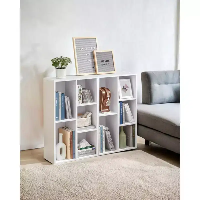 VASAGLE Bookcase Bookshelf with 5 Compartments Freestanding Shelves and Cube Organizer Display Shelf for Small Spaces White