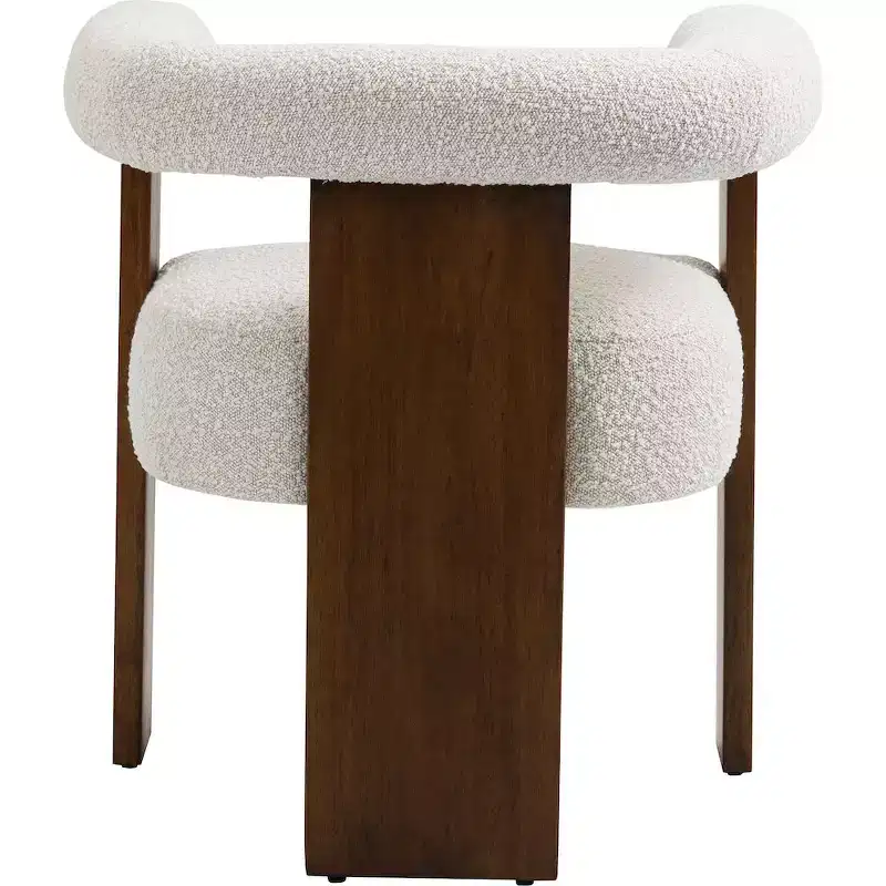 Barrel Cream Boucle Fabric Dining Chair