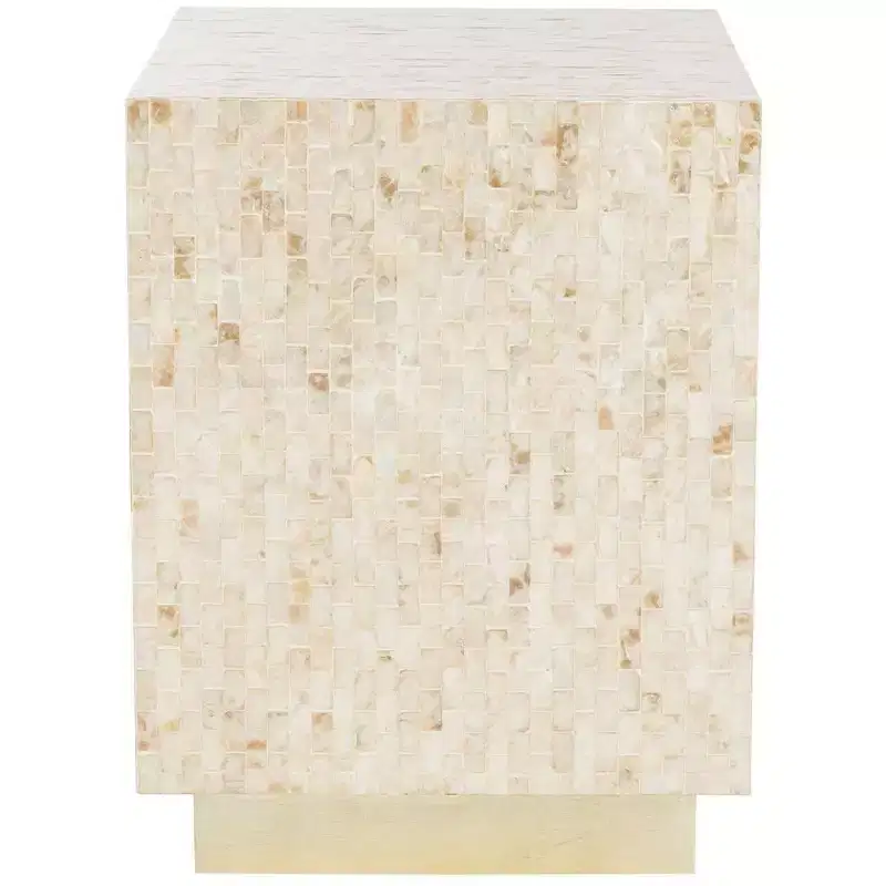 Juno Rect Mosaic Side Table - TRB1009A - Multi Beige/Gold - Safavieh