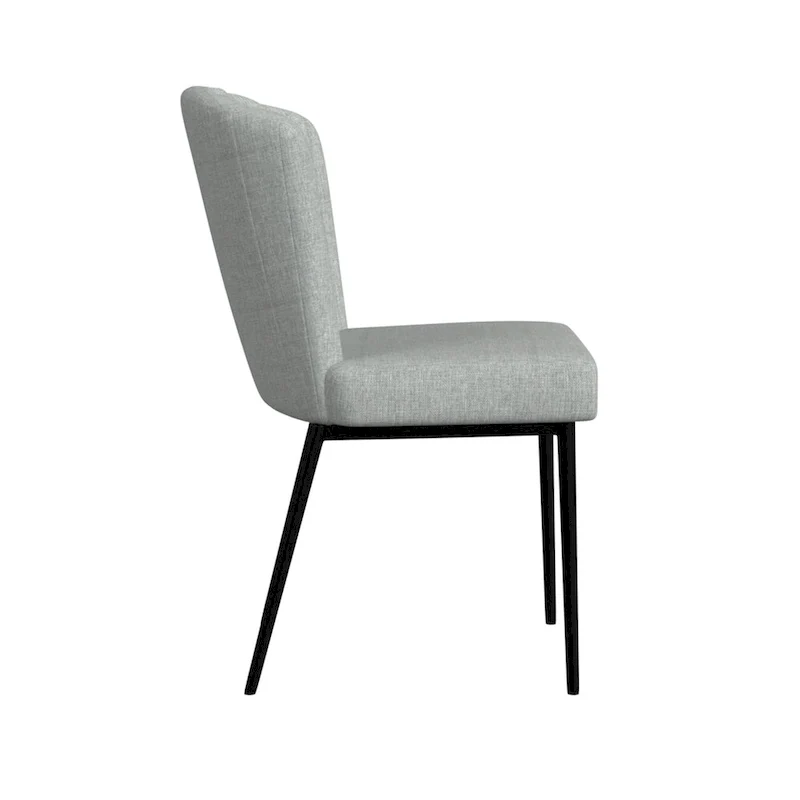 HomePop ChannelBack Dining Chair with Metal Legs-Gray Woven (set of 2)