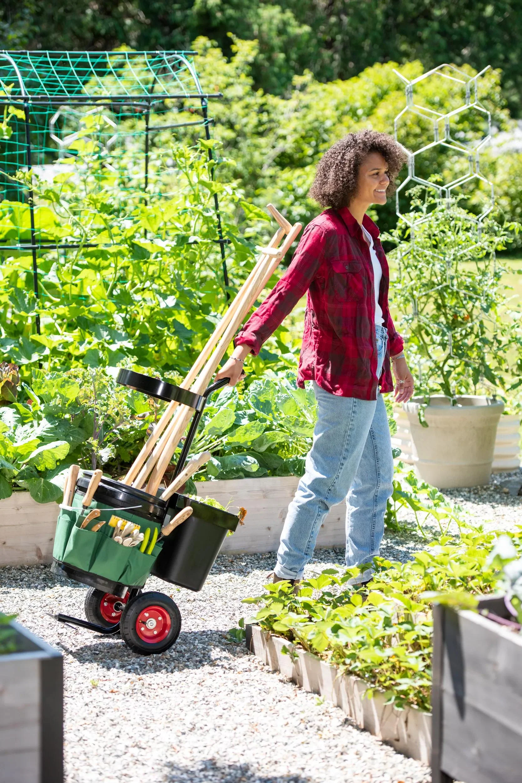 Rolling Garden Tool Storage Caddy with Bucket Organizer and Wheels