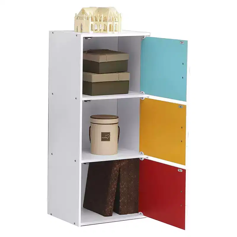 Heavy Duty Engineered Wood 3 Door Enclosed Multipurpose Storage Cabinet for Kitchen, Office, Kids Room, and Other Home Organization