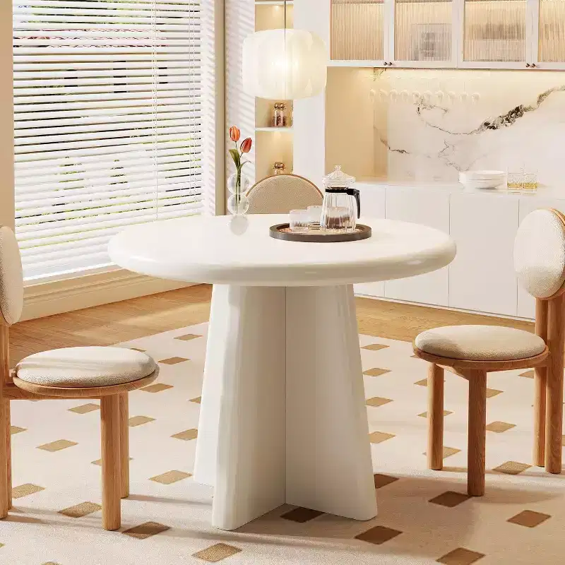 31.5-Inch Round Dining Table for 2-4, Small Kitchen Table with Sturdy Base for Dining Room, Kitchen, Living Room, White