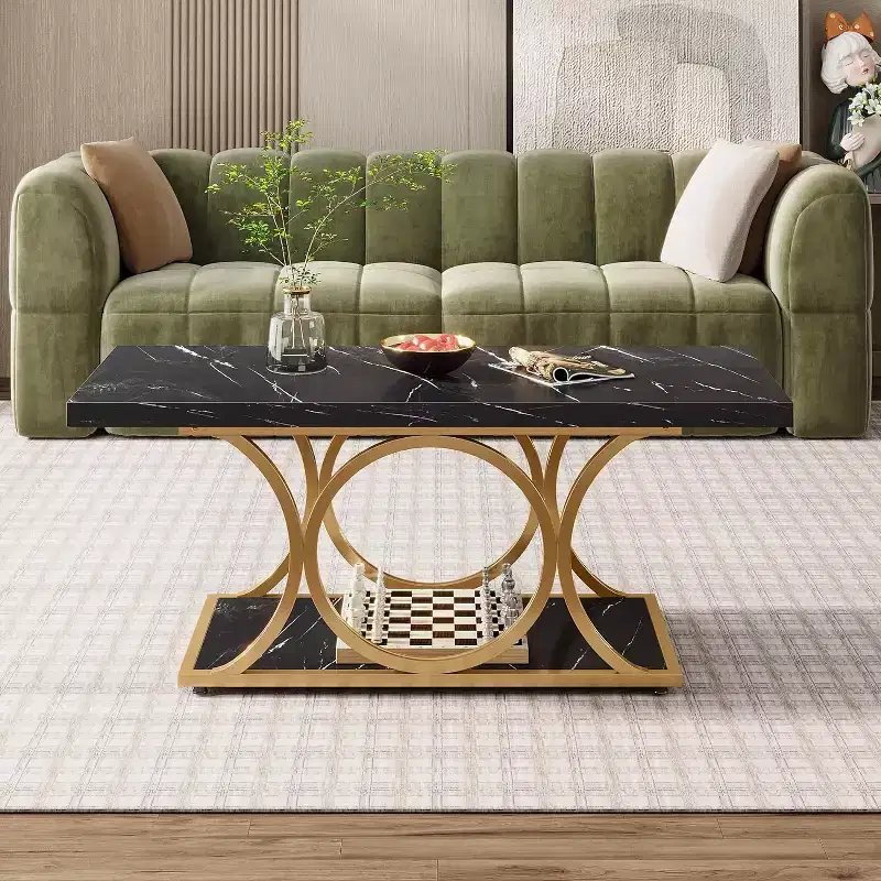 Lantine 47.24-inch 2-Tier Rectangle Coffee Table