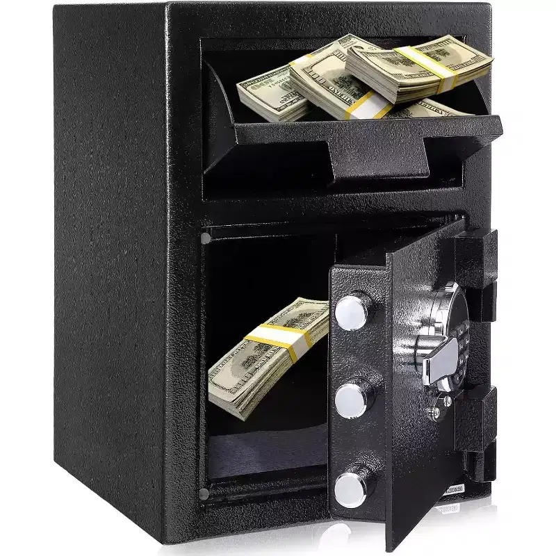 Heavy-Duty Depository Safe with Digital Keypad & Drop Slot for Cash and Document Security