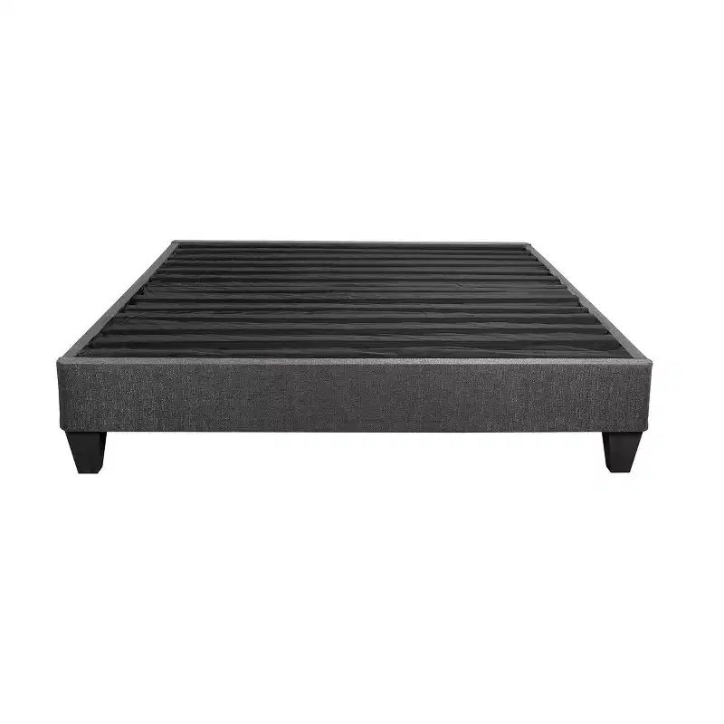 Dark Grey Upholstered Platform Bed Base