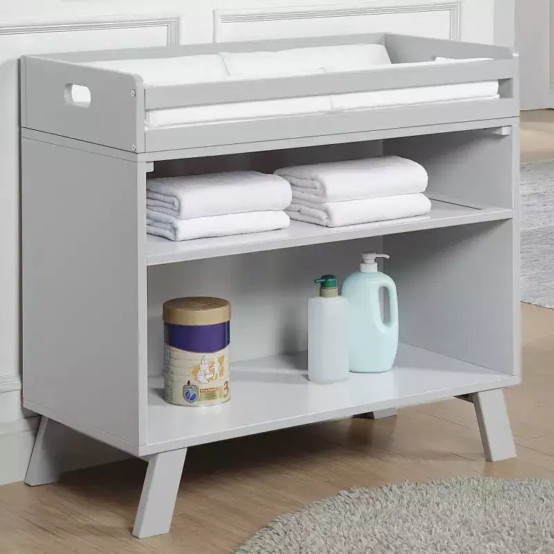 Innovative Baby Changing Table with Removable Tray, Convertible Design — Gray