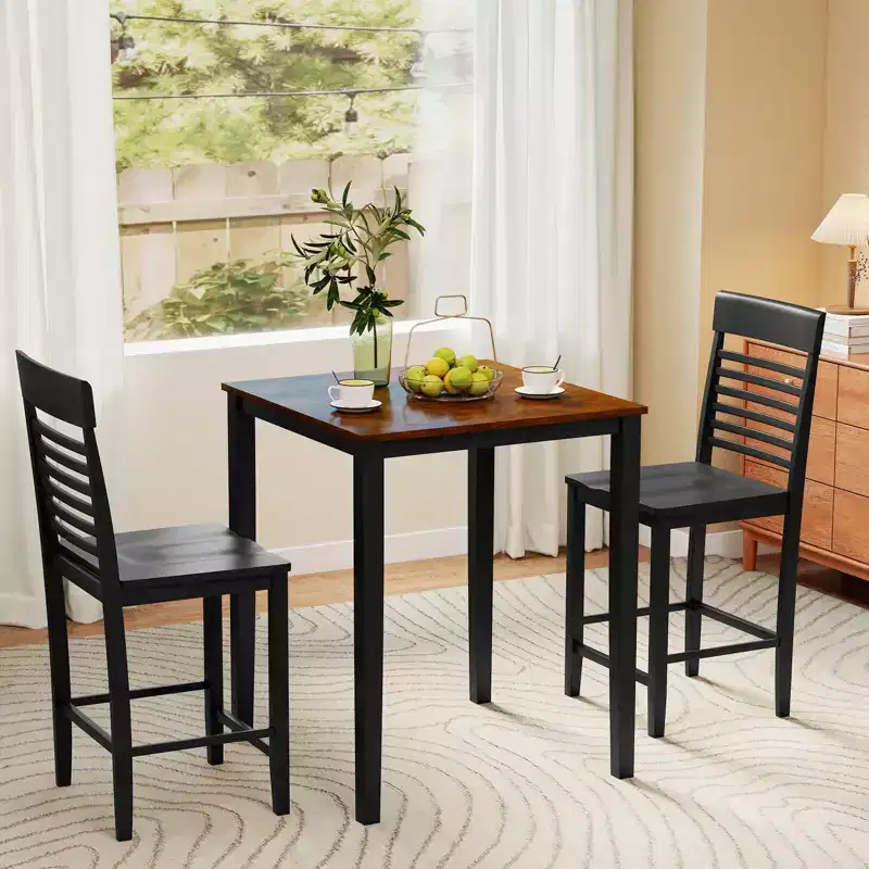 Costway Counter-Height Dining Chair Set of 2/4 with Footrests Solid Wood Frame Modern