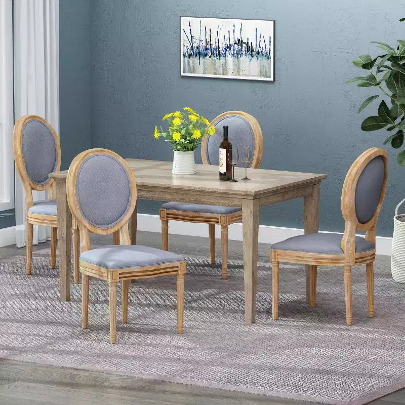 GDFStudio Newman Traditional Upholstered Rubberwood Dining Chairs (Set of 4)