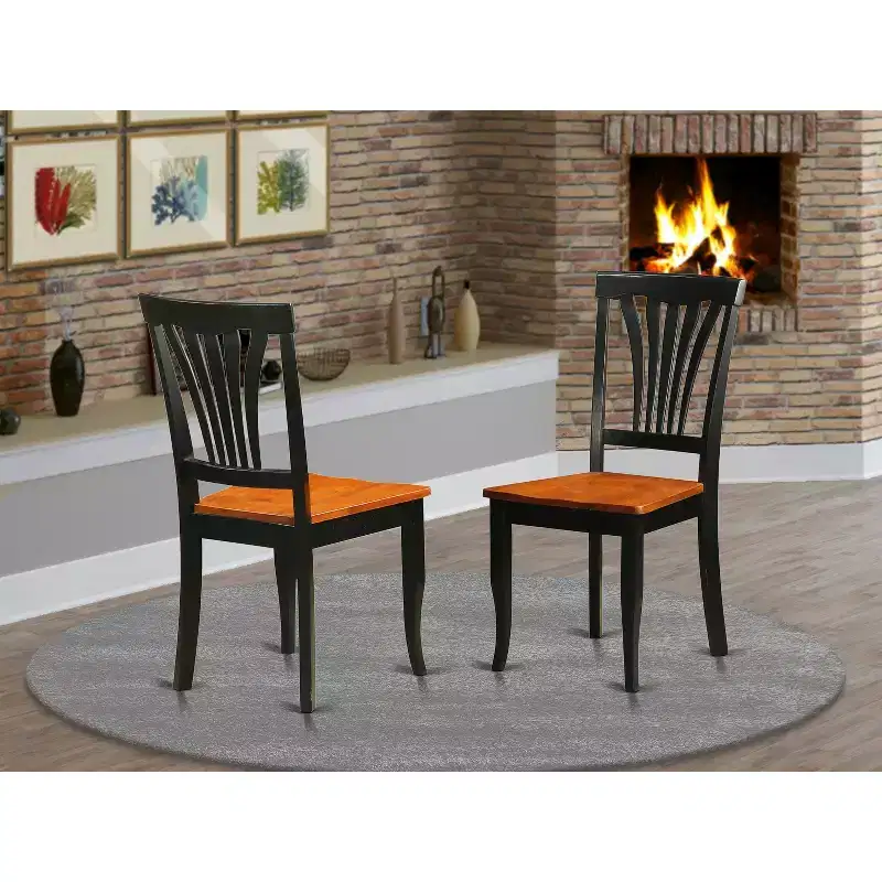 HomeStock Retro Relaxation Dining Chair Wood Seat - Set of 2, 22 x 18 x 36