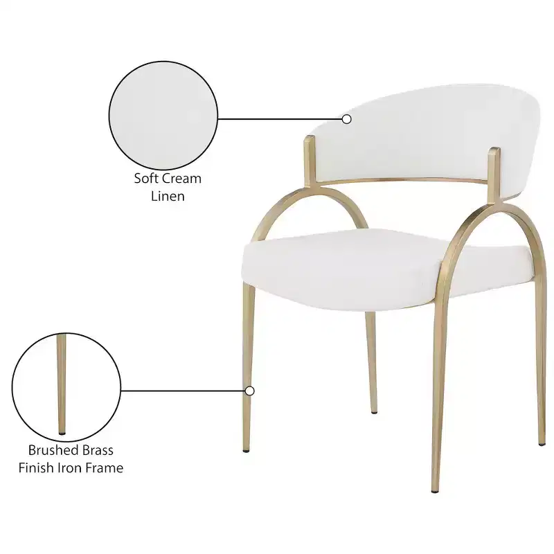 Meridian Furniture,Privet Linen Textured Fabric Dining Chair, Set of 2