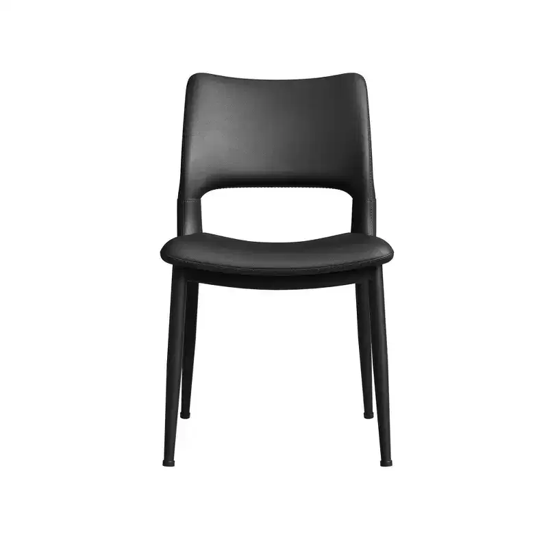 Black Faux Leather Dining Chairs, Modern Style, Set of 2