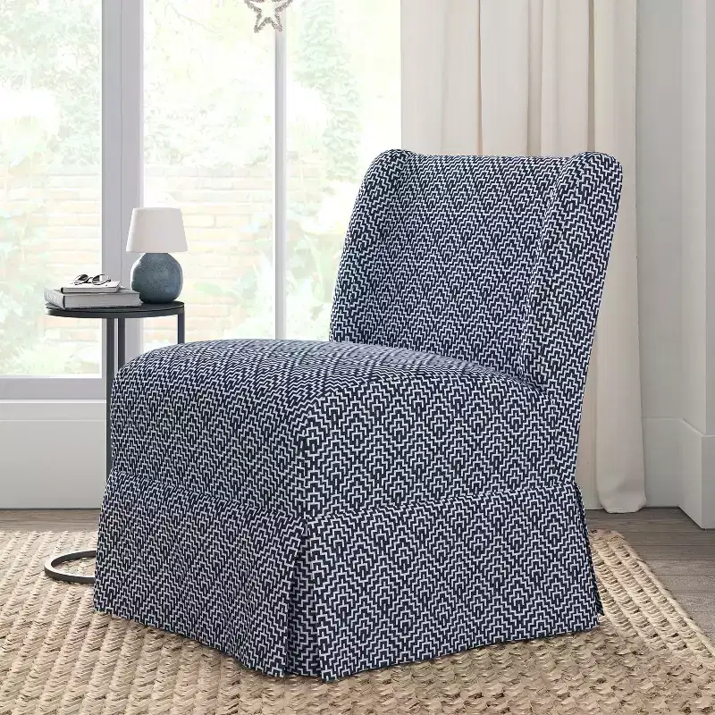Fabrizius Transitional Upholstered Slipper Chair with Washable Slipcover and Solid Wood Legs | HULALA HOME