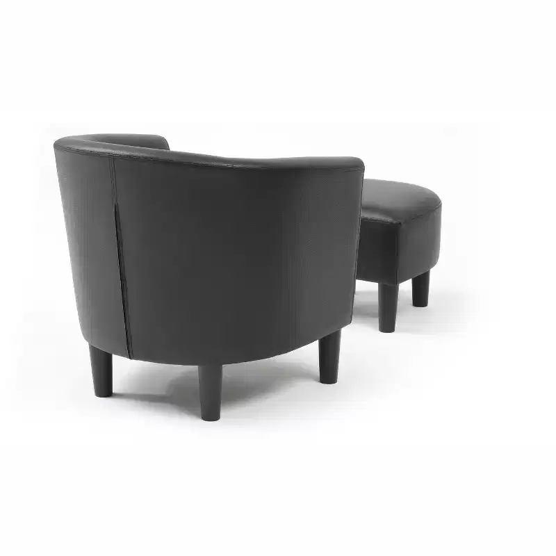 Passion Furniture Salem Faux Leather Accent Chair with Ottoman