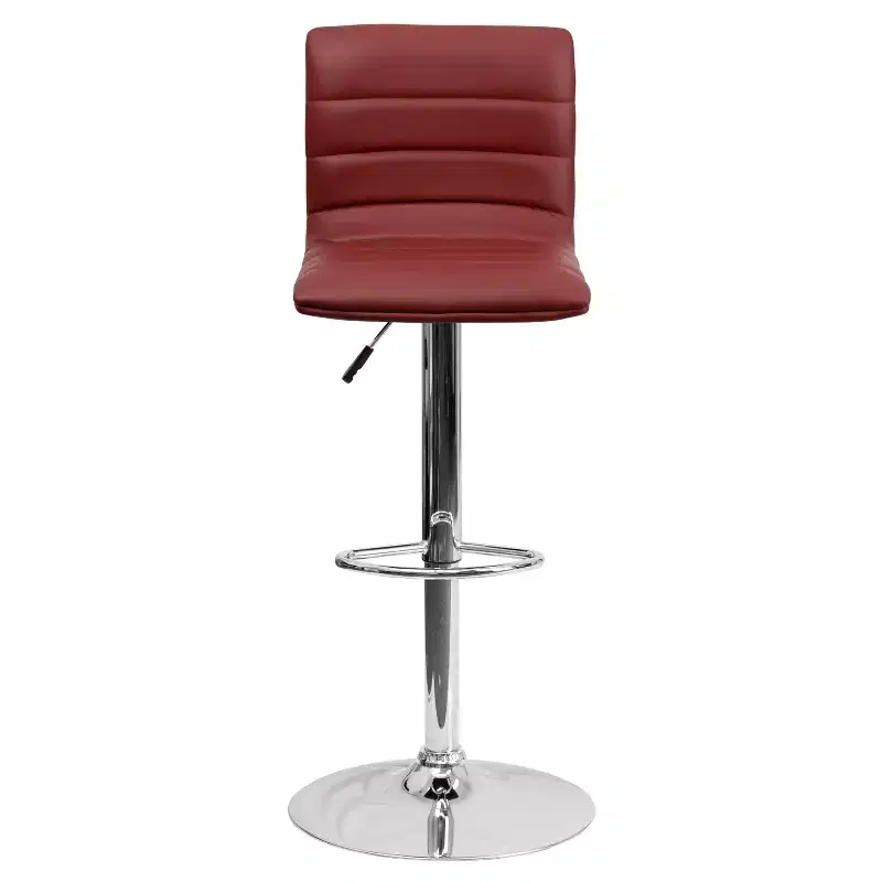 Emma and Oliver Coti Modern Channel Tufted Upholstered Height Adjustable Mid-Back Stool and Pedestal Base with Footrest