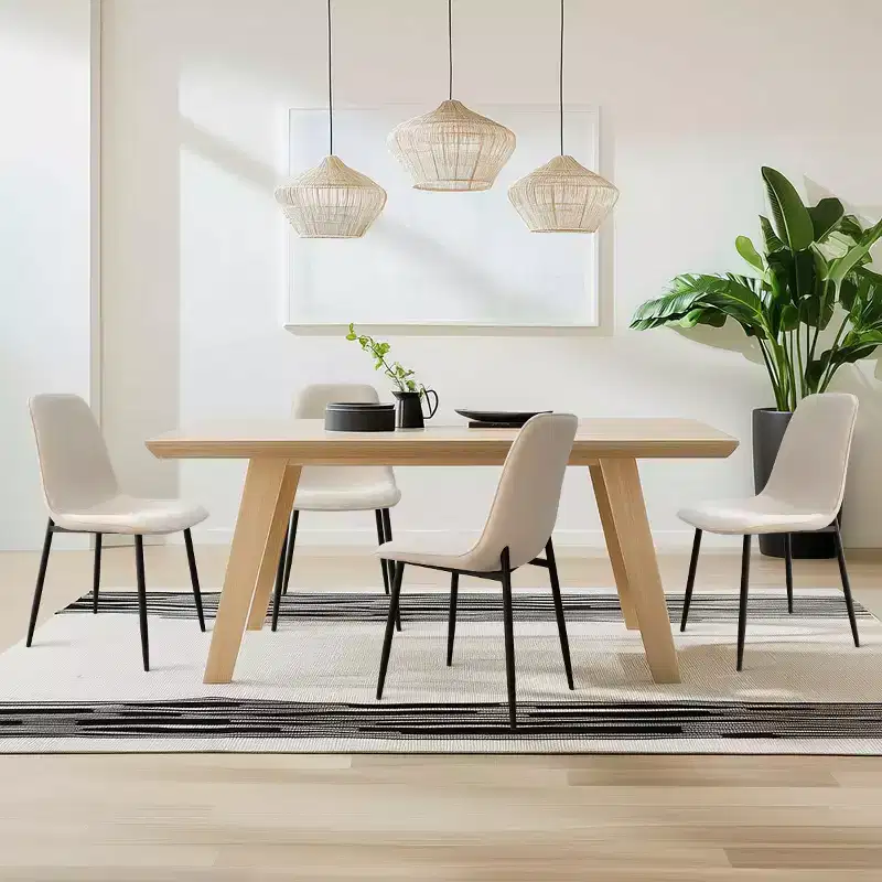 Set of 4 Upholstered Dining Chairs with Black Metal Legs, Modern Fabric Kitchen Chairs for Dining Room or Small Spaces - Panipeachy