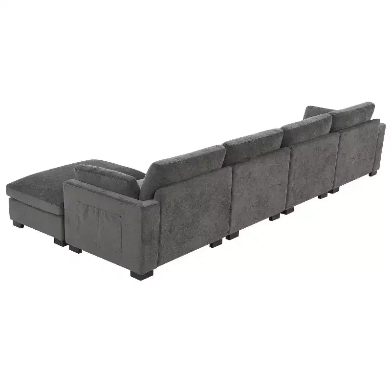 Merax 5-Seat Chenille Upholstery L-Shaped Modular Sectional Sofa