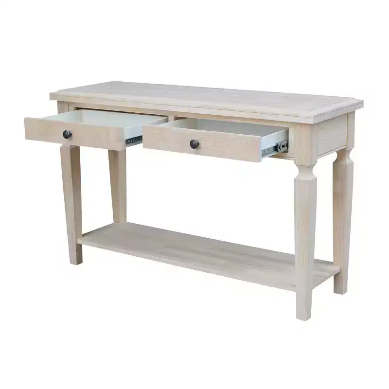 Vista Console and Sofa Table Natural - International Concepts: Durable Parawood, Modern Rectangle Design