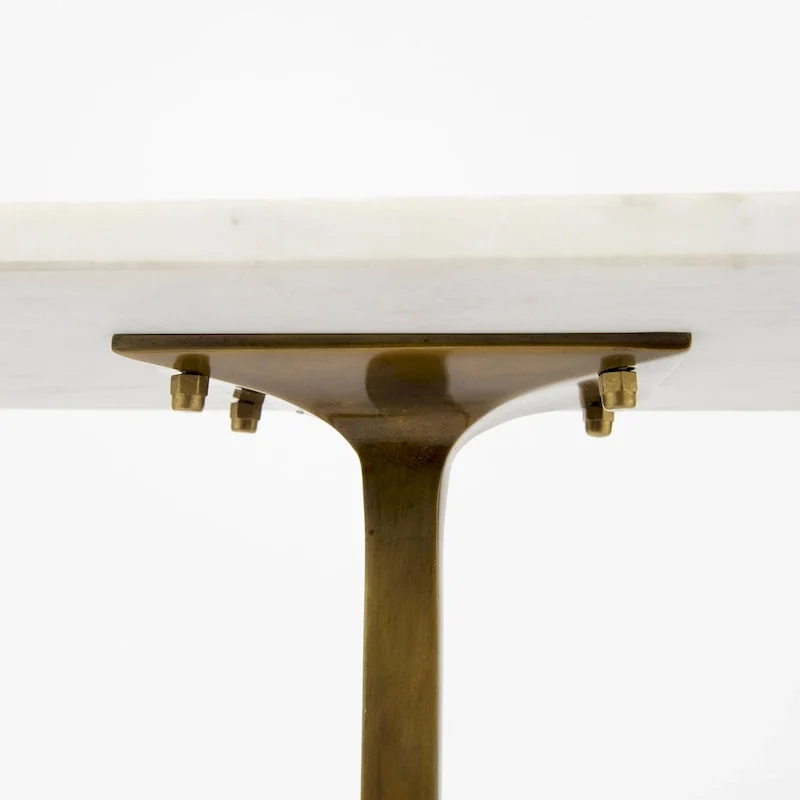 Preston White Marble Top w/Gold Metal Base Rectangular Accent Table - 17.3L x 11.3W x 22.8H
