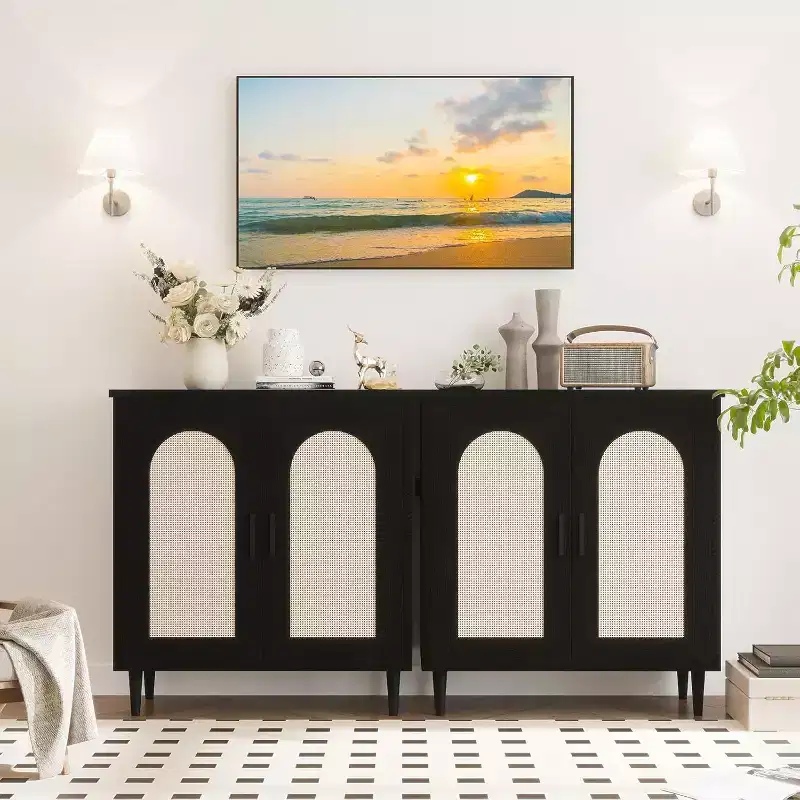 Buffet Cabinet with Storage, Sideboard Cabinet with 2 Doors and Adjustable Shelves,(2 PCS)