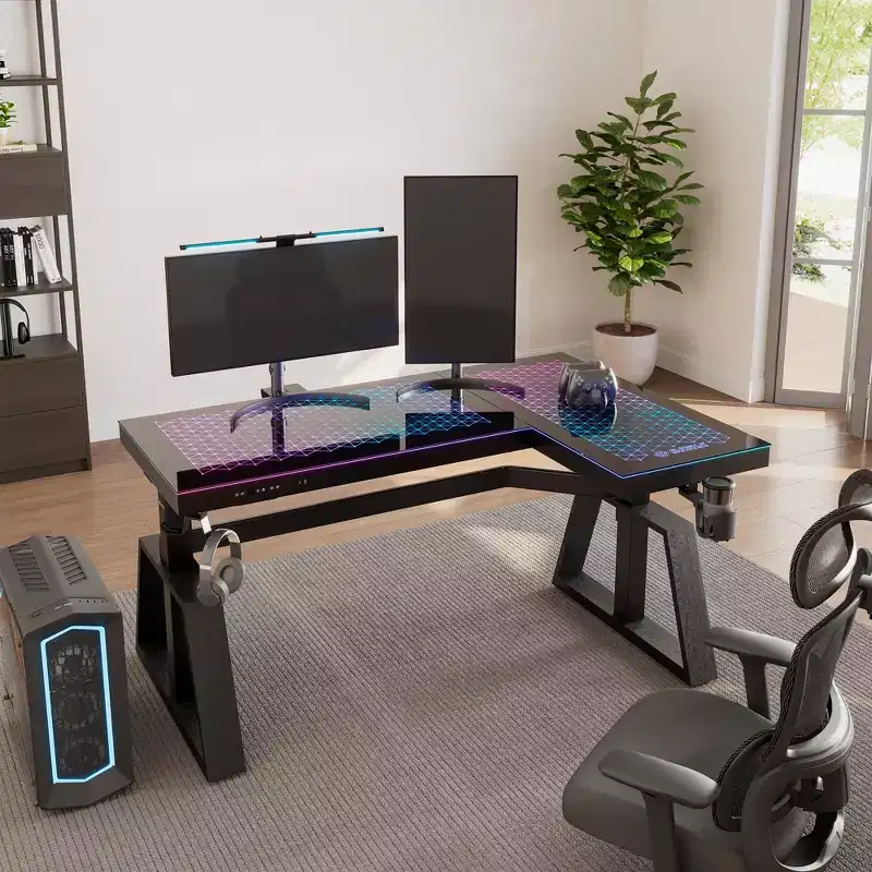EUREKA ERGONOMIC GTG-L60 Pro, 60x23 Glass Desktop Gaming Standing Desk