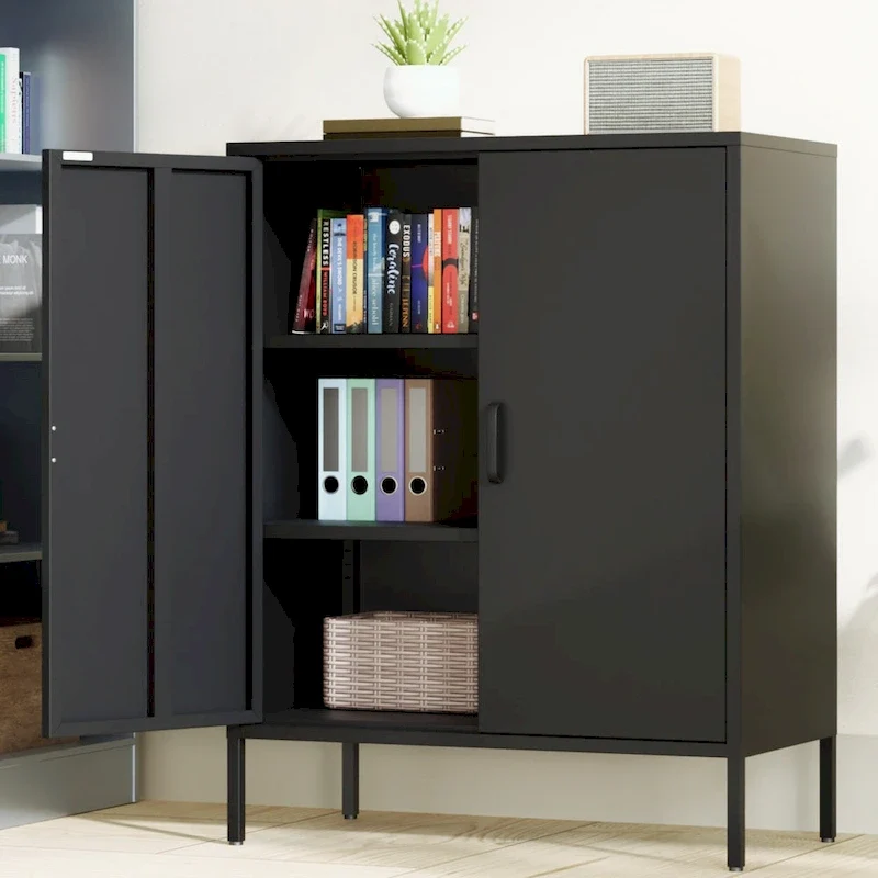 40 Inches High Metal Storage Locker, Comes With 2 Doors And Suitable For Homes, Offices And Coffee Bars