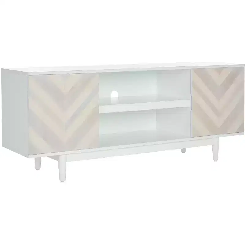Tay 2 Shelf Pattern Media Stand - MED5012 - White Washed - Safavieh
