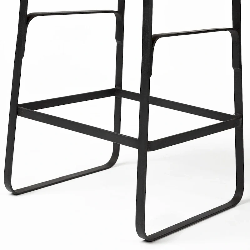 Conan Medium Brown Solid Wood Seat With Black Metal Frame Counter Stool - 15.0L x 16.0W x 25.0H