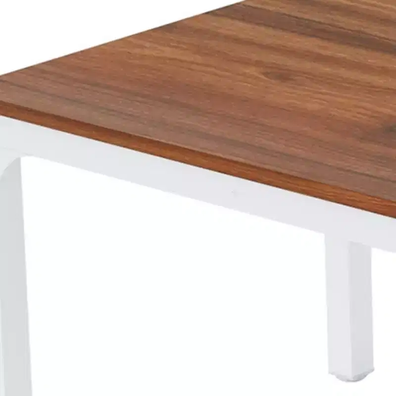 HomeRoots 46 Brown and White Wood and Iron Dining Table